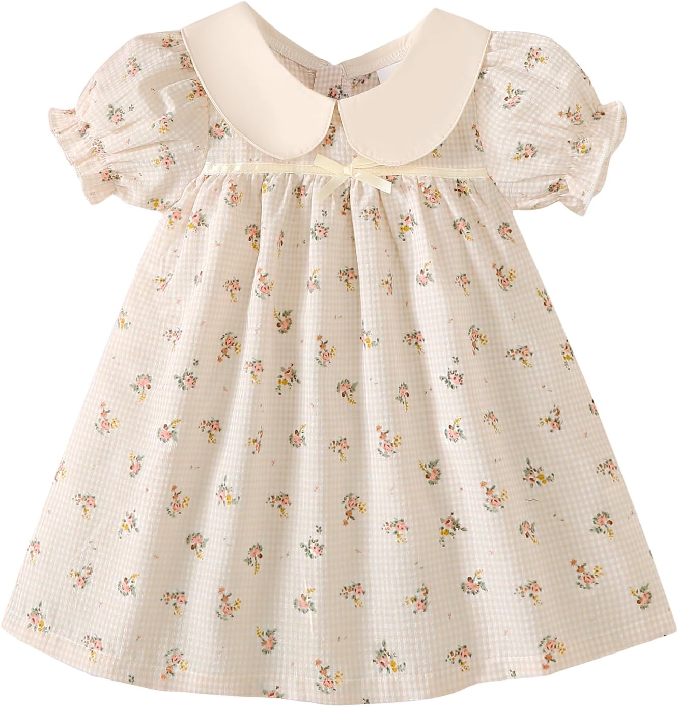 Light Blue Puff Sleeve Baby Dress with White Peter Pan Collar - Image 10