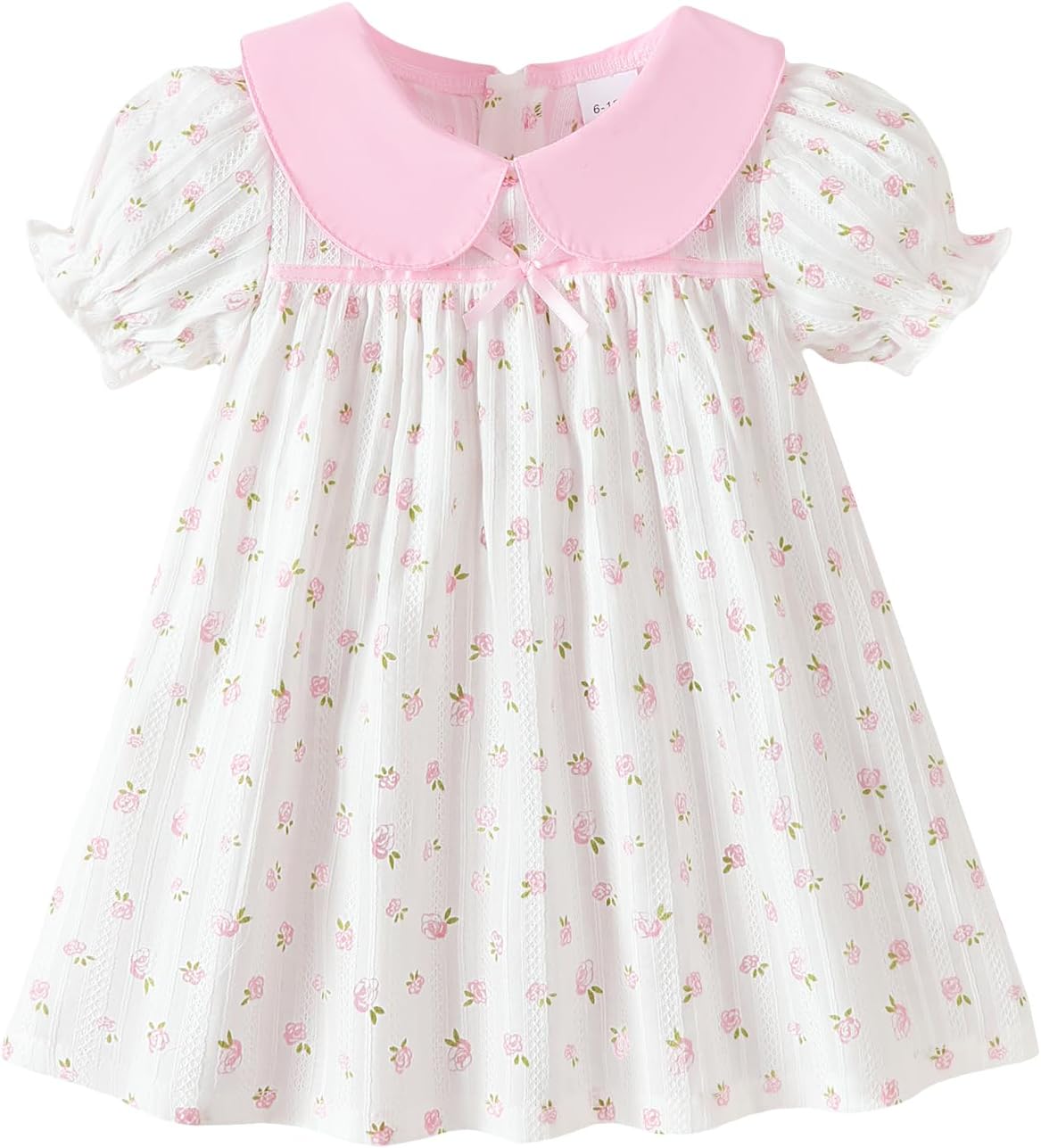 Light Blue Puff Sleeve Baby Dress with White Peter Pan Collar - Image 9